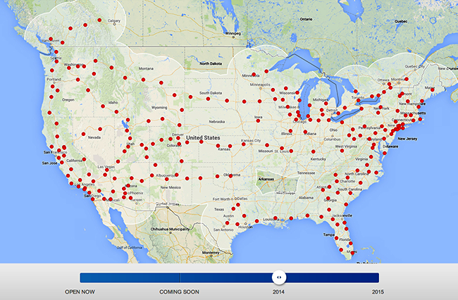 tesla Motors super charger map