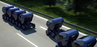 EO smart connecting car – Kan parkera sidledes och bilda sociala biltåg på motorvägen
