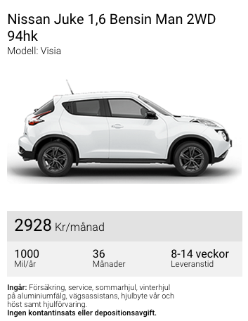 Leasa bil Nissan Juke exempel