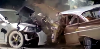 Vilken bil är säkrast? Chevy Malibu (2009) frontalkrockar med Chevy Bel Air (1959) 2009 Chevy Malibu vs 1959 Bel Air Crash Test